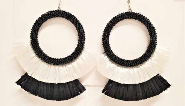 Ensley Earrings, Black/White