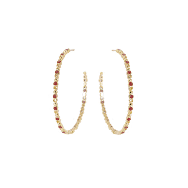 Brioni Earrings, Gold/Red