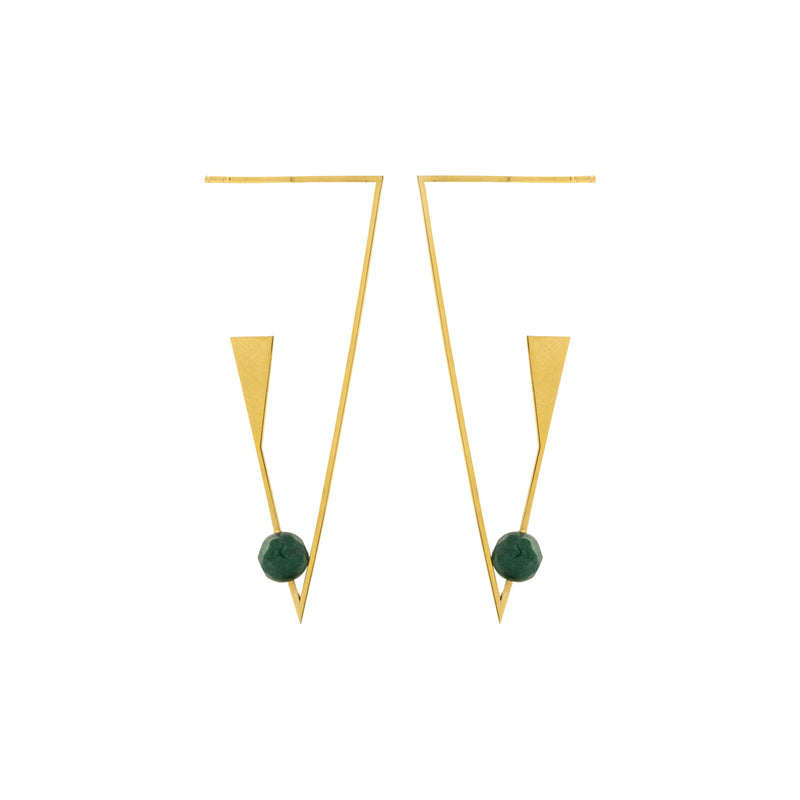 Perlah Earrings, Gold/Green