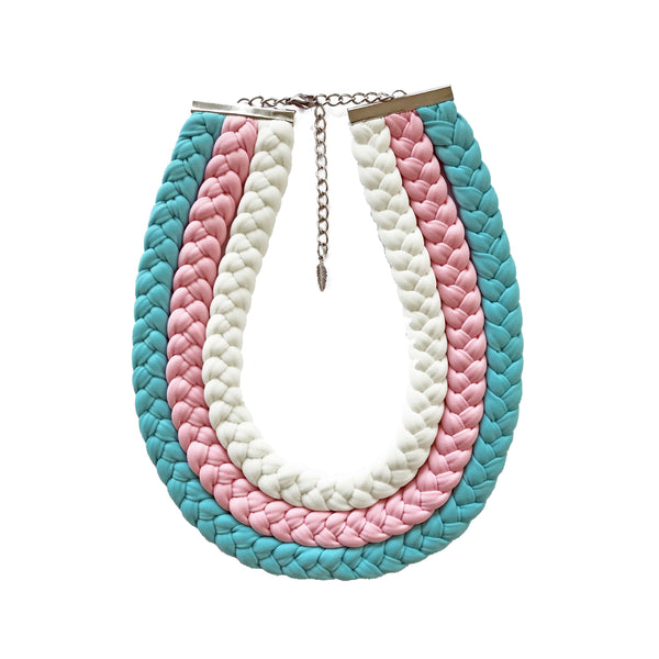 Muse Necklace, White-Pink-Blue
