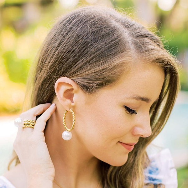 Allegra Earring, Gold/Pearl